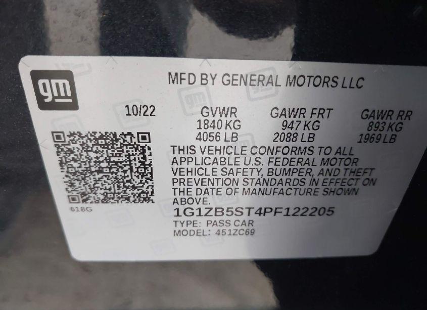 Photo 9 of 2023 Chevrolet Malibu FWD LS (VIN 1G1ZB5ST4PF122205)