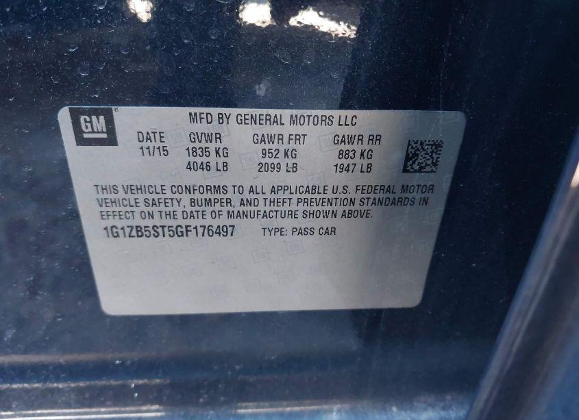 Photo 9 of 2016 Chevrolet Malibu LS (VIN 1G1ZB5ST5GF176497)