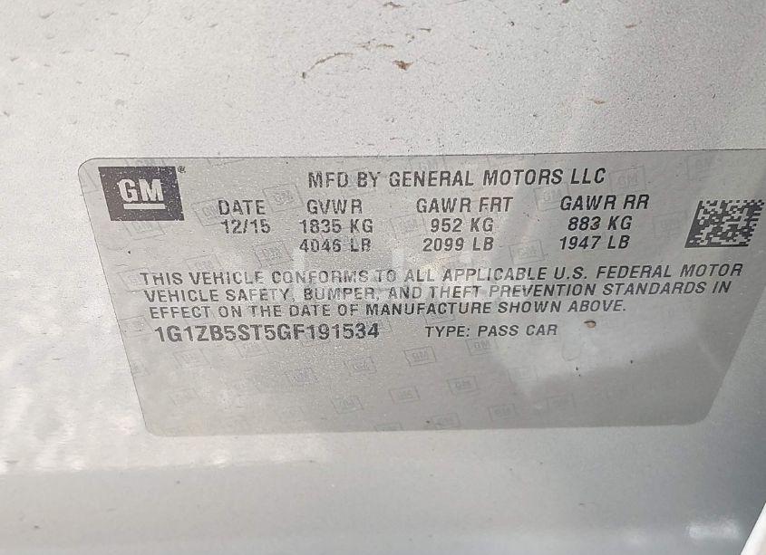 Photo 9 of 2016 Chevrolet Malibu LS (VIN 1G1ZB5ST5GF191534)