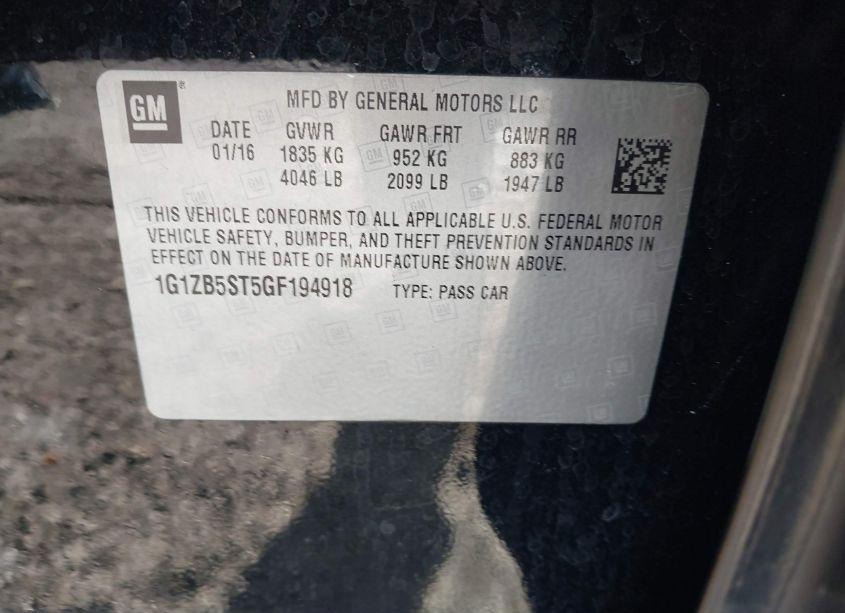 Photo 9 of 2016 Chevrolet Malibu LS (VIN 1G1ZB5ST5GF194918)