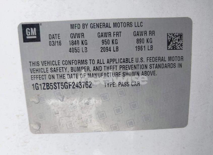 Photo 9 of 2016 Chevrolet Malibu LS (VIN 1G1ZB5ST5GF243762)