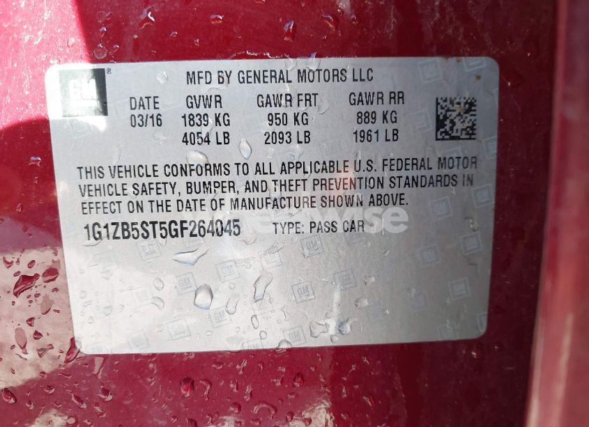 Photo 9 of 2016 Chevrolet Malibu LS (VIN 1G1ZB5ST5GF264045)