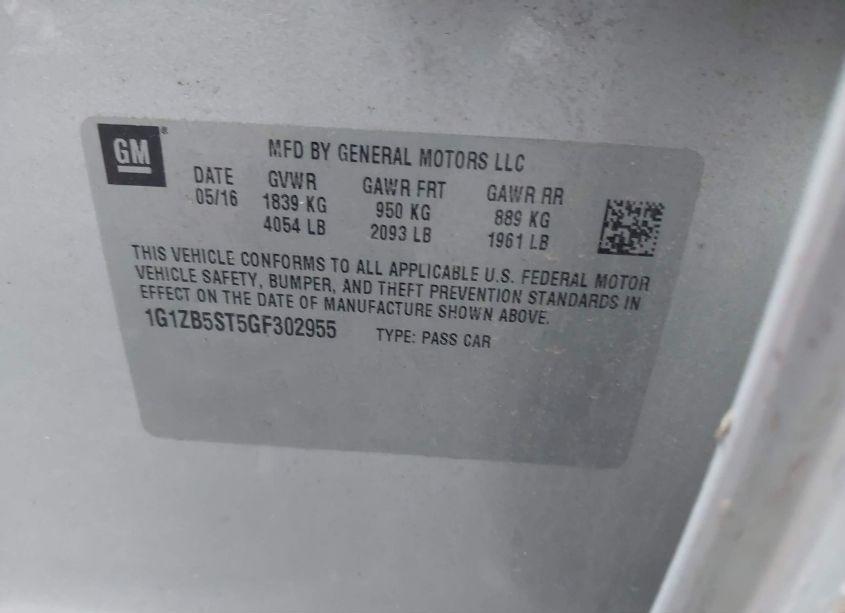 Photo 9 of 2016 Chevrolet Malibu LS (VIN 1G1ZB5ST5GF302955)