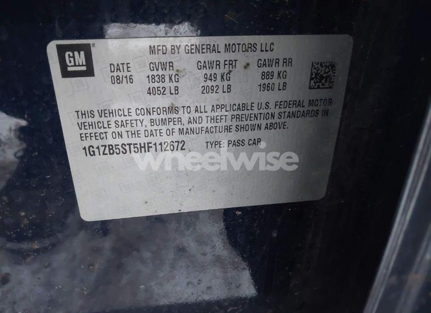 Photo 9 of 2017 Chevrolet Malibu LS (VIN 1G1ZB5ST5HF112672)