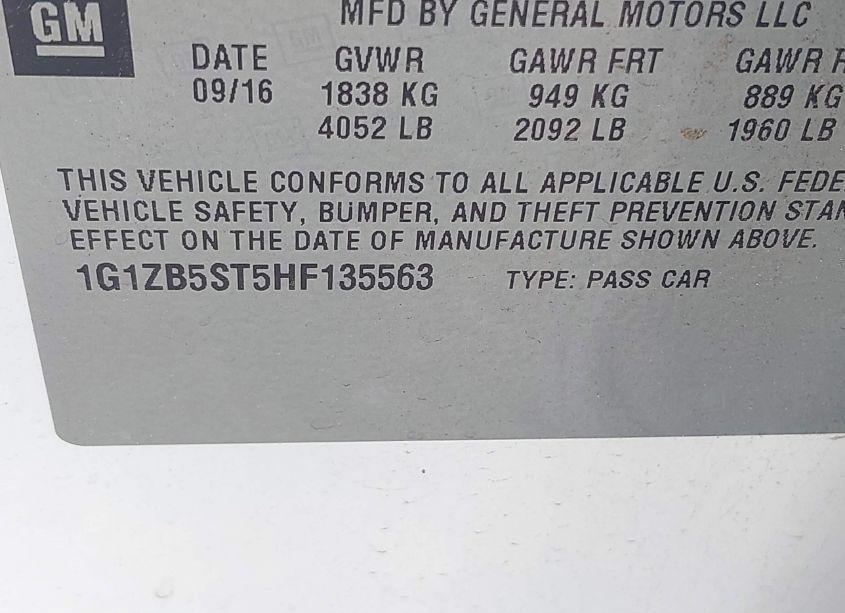 Photo 9 of 2017 Chevrolet Malibu LS (VIN 1G1ZB5ST5HF135563)