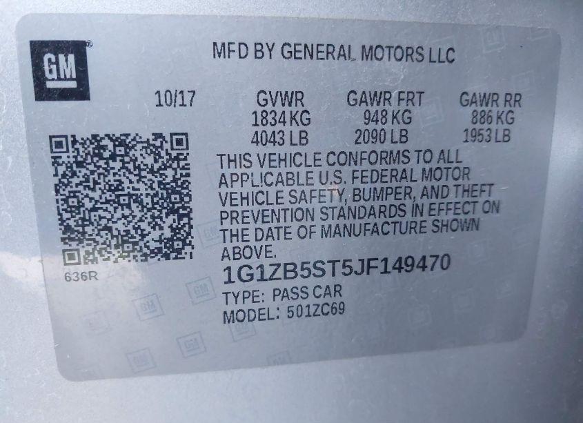 Photo 9 of 2018 Chevrolet Malibu 1LS (VIN 1G1ZB5ST5JF149470)