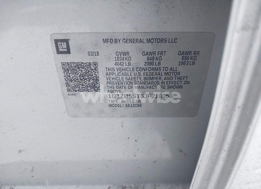 Photo 9 of 2018 Chevrolet Malibu 1LS (VIN 1G1ZB5ST5JF210056)