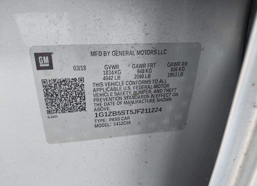 Photo 9 of 2018 Chevrolet Malibu 1LS (VIN 1G1ZB5ST5JF211224)