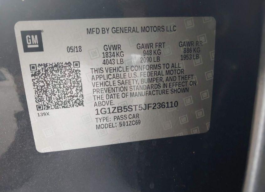 Photo 9 of 2018 Chevrolet Malibu 1LS (VIN 1G1ZB5ST5JF236110)