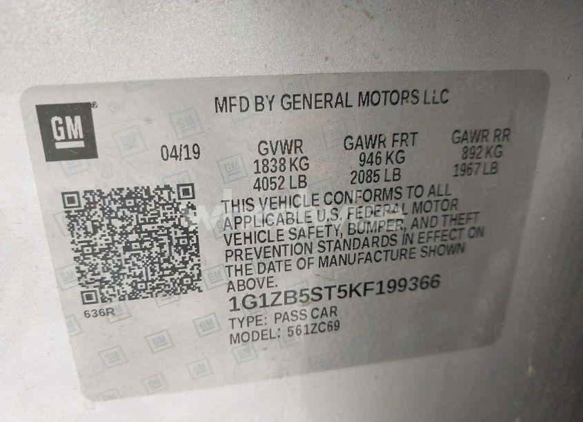 Photo 9 of 2019 Chevrolet Malibu 1LS (VIN 1G1ZB5ST5KF199366)