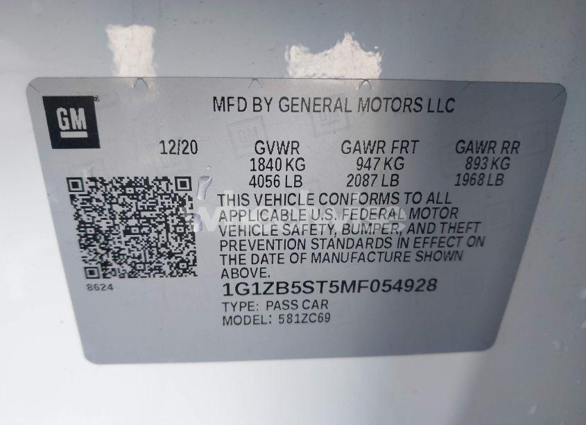 Photo 9 of 2021 Chevrolet Malibu FWD LS (VIN 1G1ZB5ST5MF054928)