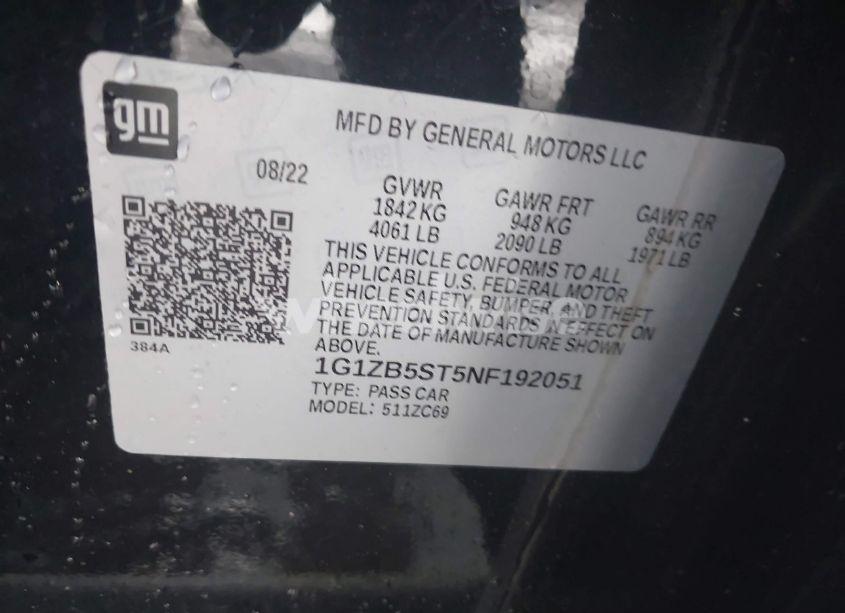 Photo 9 of 2022 Chevrolet Malibu FWD LS (VIN 1G1ZB5ST5NF192051)