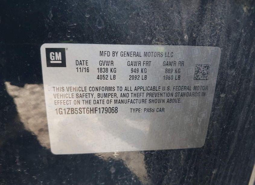 Photo 9 of 2017 Chevrolet Malibu LS (VIN 1G1ZB5ST6HF179068)