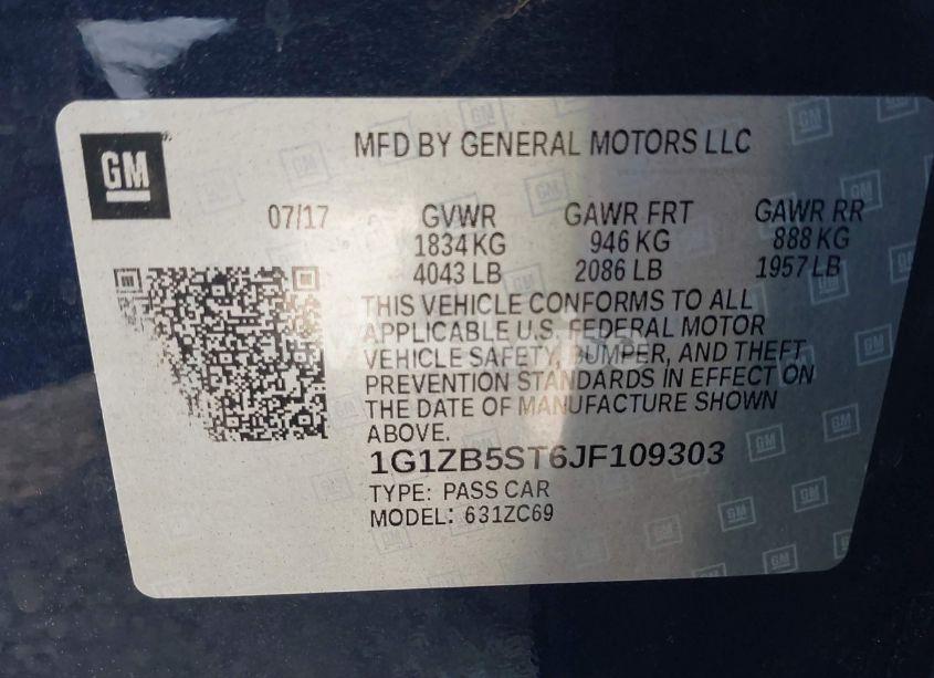 Photo 9 of 2018 Chevrolet Malibu 1LS (VIN 1G1ZB5ST6JF109303)