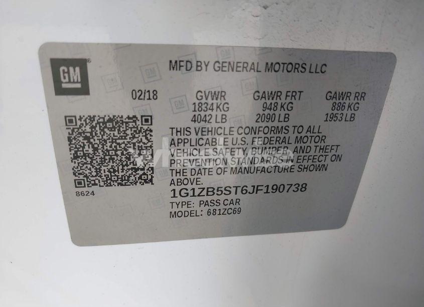 Photo 9 of 2018 Chevrolet Malibu 1LS (VIN 1G1ZB5ST6JF190738)