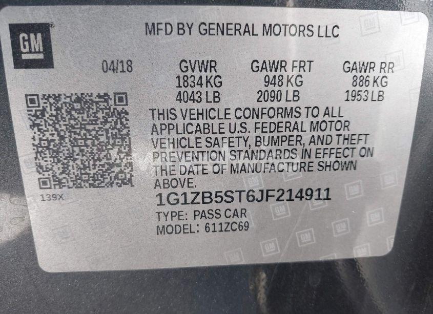 Photo 9 of 2018 Chevrolet Malibu 1LS (VIN 1G1ZB5ST6JF214911)