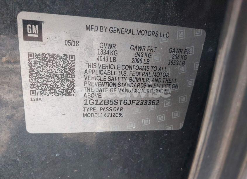 Photo 9 of 2018 Chevrolet Malibu 1LS (VIN 1G1ZB5ST6JF233362)