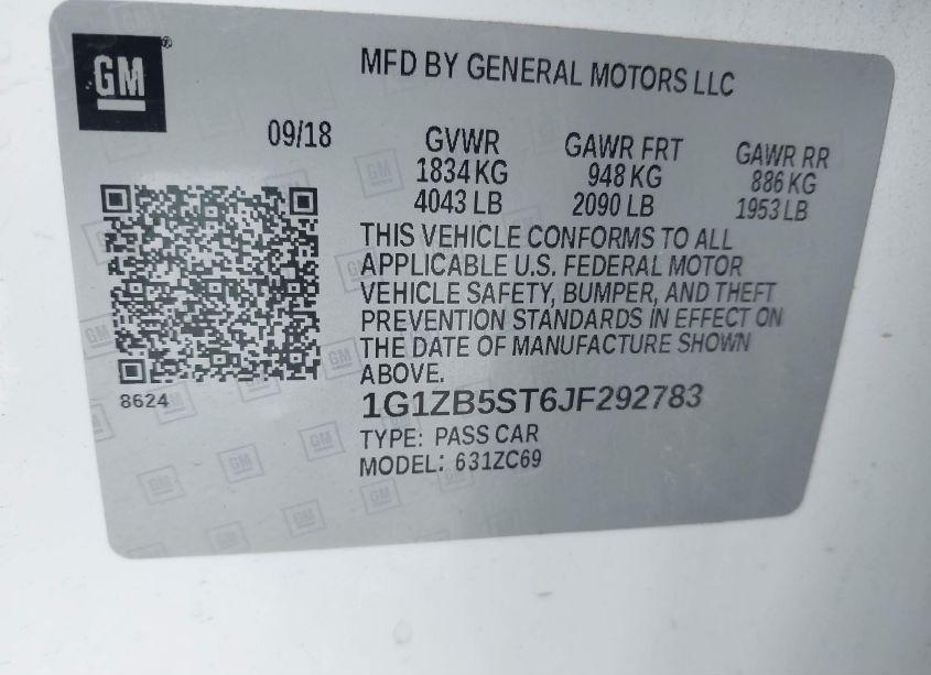 Photo 9 of 2018 Chevrolet Malibu 1LS (VIN 1G1ZB5ST6JF292783)