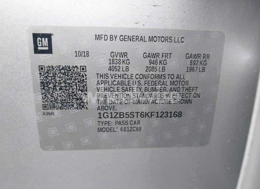 Photo 9 of 2019 Chevrolet Malibu 1LS (VIN 1G1ZB5ST6KF123168)