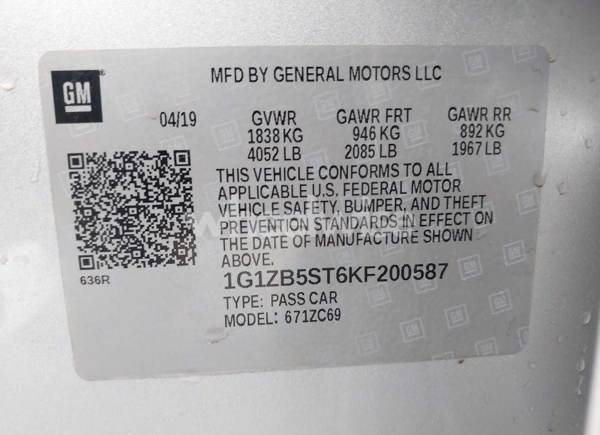 Photo 9 of 2019 Chevrolet Malibu 1LS (VIN 1G1ZB5ST6KF200587)