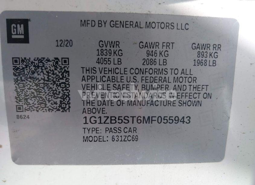 Photo 9 of 2021 Chevrolet Malibu FWD LS (VIN 1G1ZB5ST6MF055943)