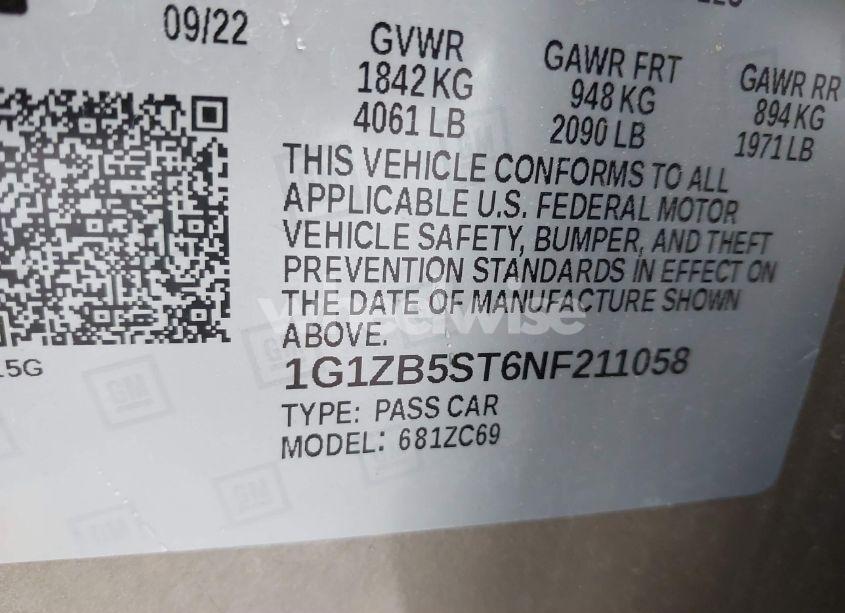 Photo 9 of 2022 Chevrolet Malibu FWD LS (VIN 1G1ZB5ST6NF211058)