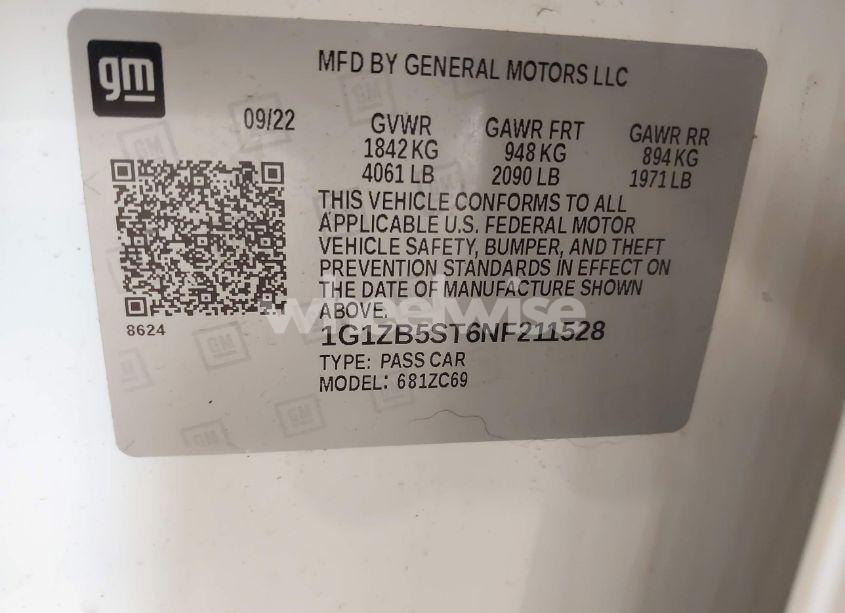 Photo 9 of 2022 Chevrolet Malibu FWD LS (VIN 1G1ZB5ST6NF211528)