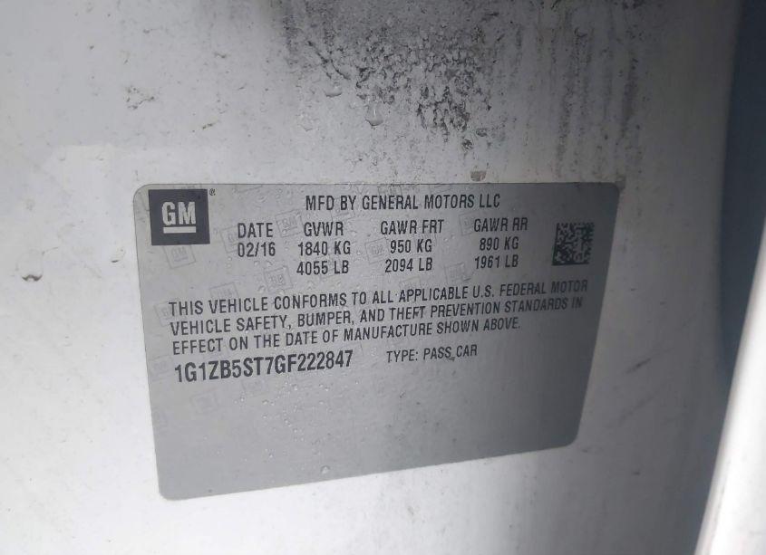 Photo 9 of 2016 Chevrolet Malibu LS (VIN 1G1ZB5ST7GF222847)