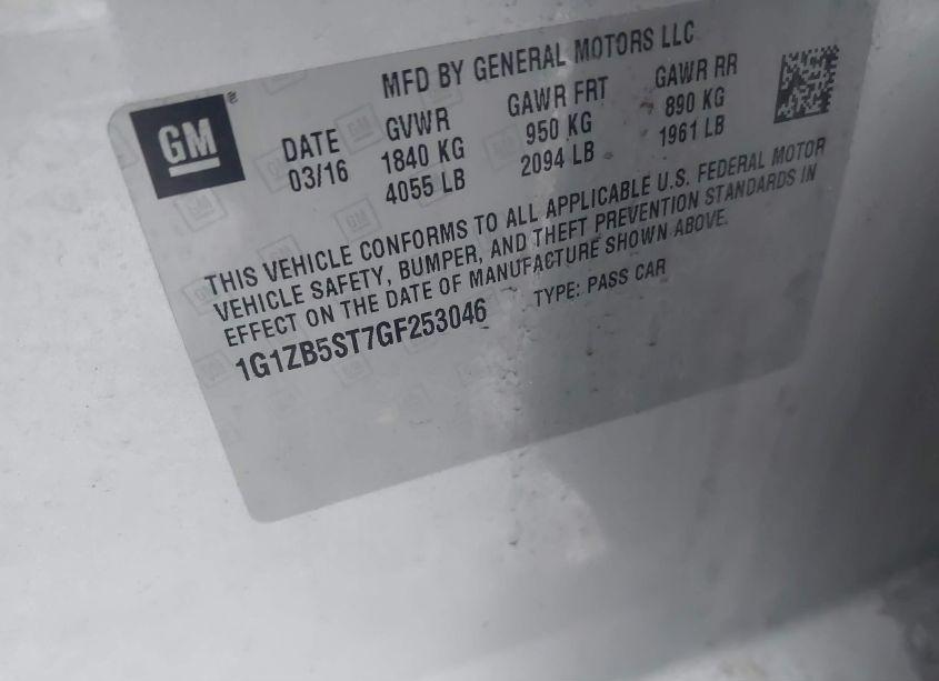 Photo 9 of 2016 Chevrolet Malibu LS (VIN 1G1ZB5ST7GF253046)