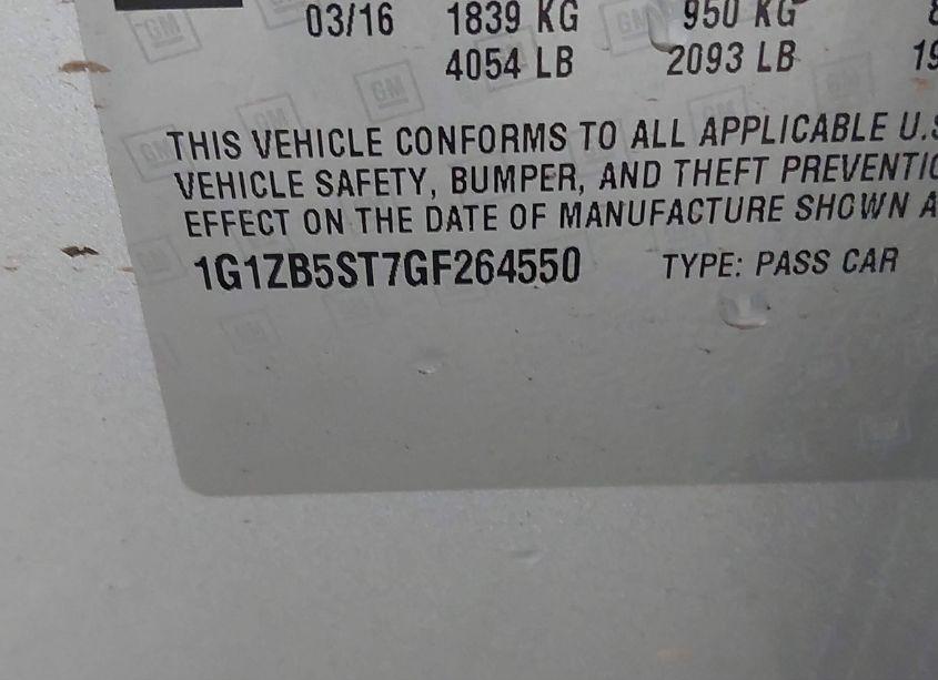 Photo 9 of 2016 Chevrolet Malibu LS (VIN 1G1ZB5ST7GF264550)