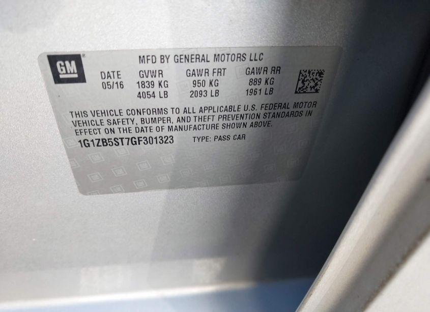 Photo 9 of 2016 Chevrolet Malibu LS (VIN 1G1ZB5ST7GF301323)
