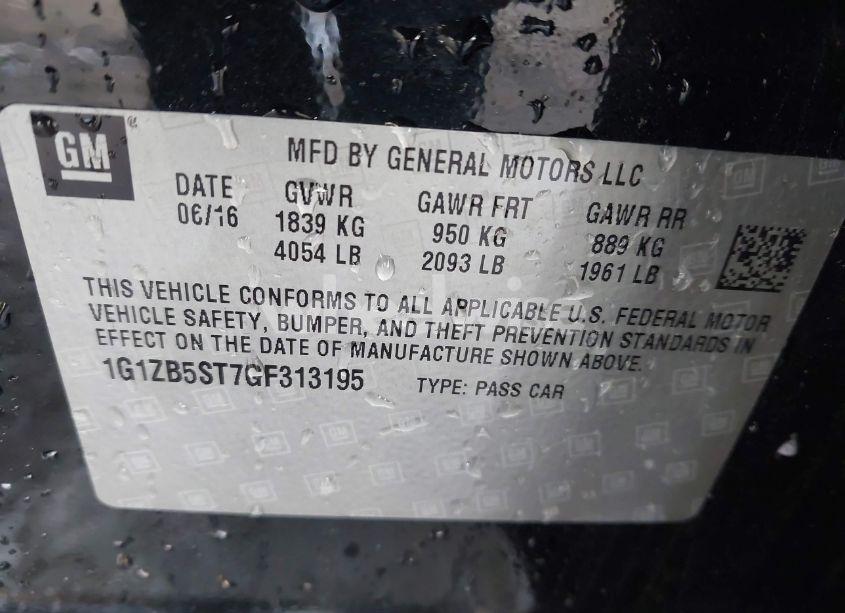 Photo 9 of 2016 Chevrolet Malibu LS (VIN 1G1ZB5ST7GF313195)