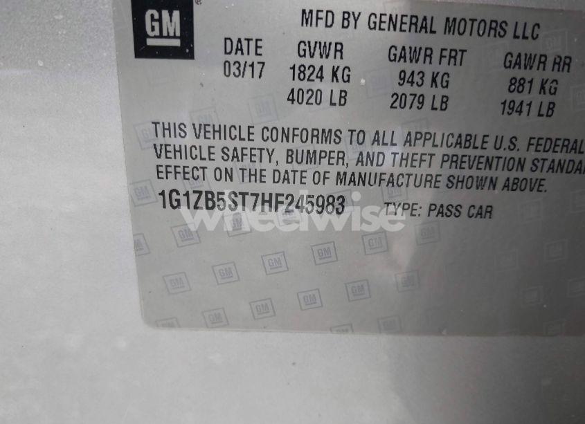 Photo 9 of 2017 Chevrolet Malibu LS (VIN 1G1ZB5ST7HF245983)