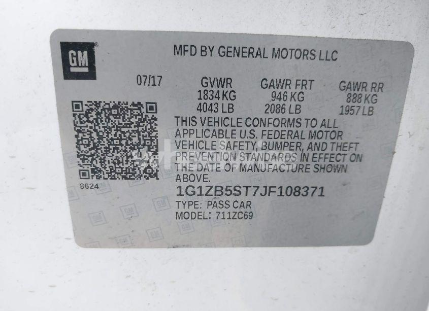 Photo 9 of 2018 Chevrolet Malibu 1LS (VIN 1G1ZB5ST7JF108371)