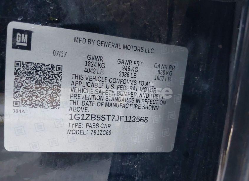 Photo 9 of 2018 Chevrolet Malibu 1LS (VIN 1G1ZB5ST7JF113568)