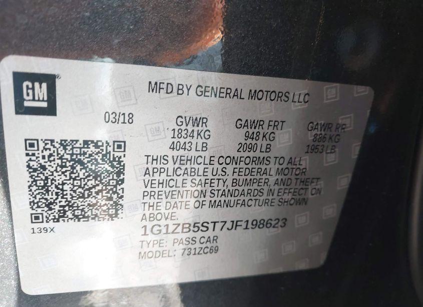 Photo 9 of 2018 Chevrolet Malibu 1LS (VIN 1G1ZB5ST7JF198623)