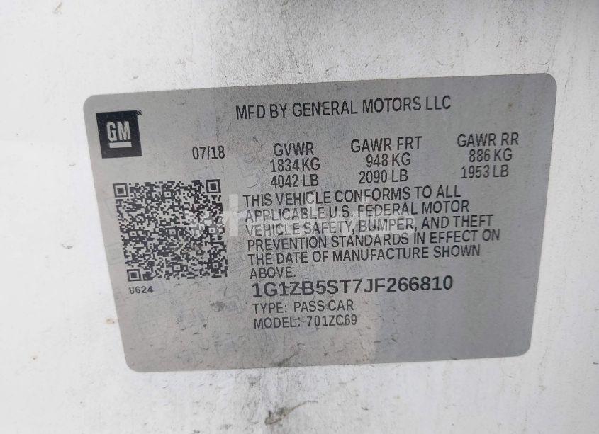 Photo 9 of 2018 Chevrolet Malibu 1LS (VIN 1G1ZB5ST7JF266810)