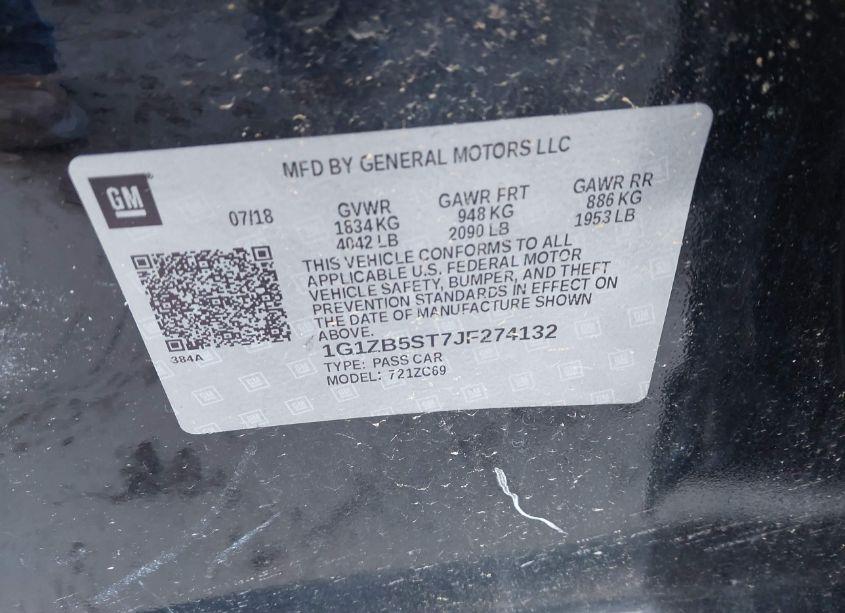 Photo 9 of 2018 Chevrolet Malibu 1LS (VIN 1G1ZB5ST7JF274132)