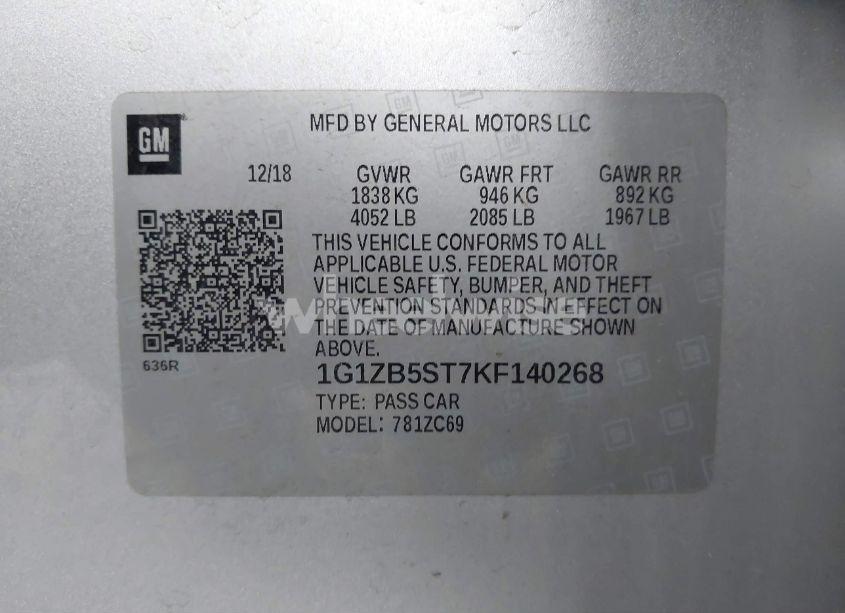 Photo 9 of 2019 Chevrolet Malibu 1LS (VIN 1G1ZB5ST7KF140268)