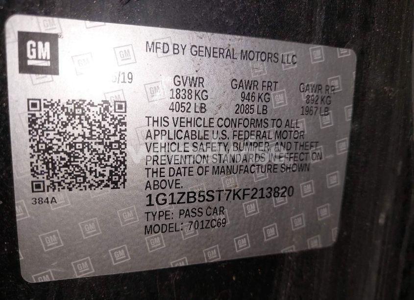 Photo 9 of 2019 Chevrolet Malibu 1LS (VIN 1G1ZB5ST7KF213820)