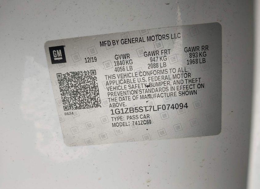 Photo 9 of 2020 Chevrolet Malibu FWD LS (VIN 1G1ZB5ST7LF074094)