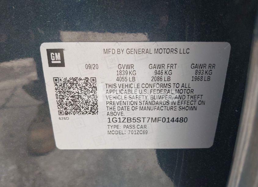 Photo 9 of 2021 Chevrolet Malibu FWD LS (VIN 1G1ZB5ST7MF014480)