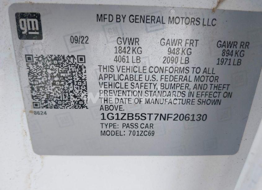 Photo 9 of 2022 Chevrolet Malibu FWD LS (VIN 1G1ZB5ST7NF206130)