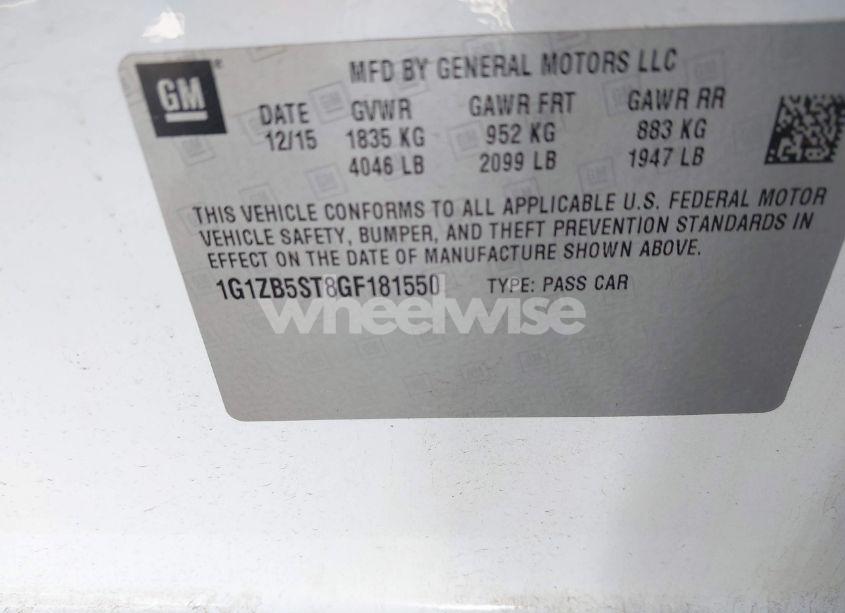 Photo 9 of 2016 Chevrolet Malibu LS (VIN 1G1ZB5ST8GF181550)