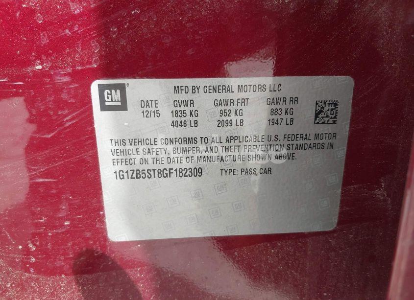 Photo 9 of 2016 Chevrolet Malibu LS (VIN 1G1ZB5ST8GF182309)