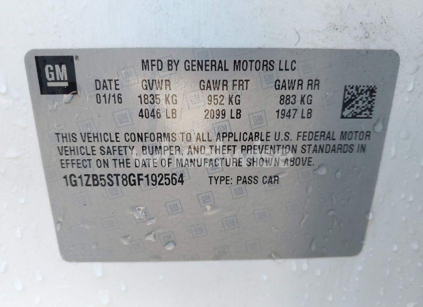 Photo 9 of 2016 Chevrolet Malibu LS (VIN 1G1ZB5ST8GF192564)