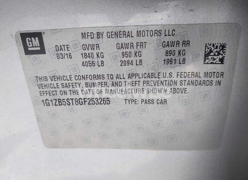 Photo 9 of 2016 Chevrolet Malibu LS (VIN 1G1ZB5ST8GF253265)