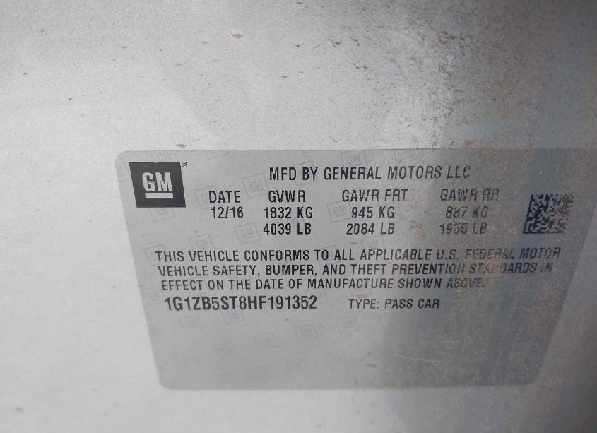 Photo 9 of 2017 Chevrolet Malibu LS (VIN 1G1ZB5ST8HF191352)