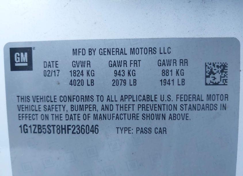 Photo 9 of 2017 Chevrolet Malibu LS (VIN 1G1ZB5ST8HF236046)