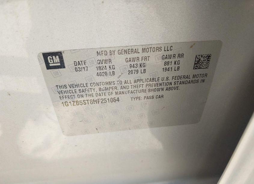 Photo 9 of 2017 Chevrolet Malibu LS (VIN 1G1ZB5ST8HF251064)